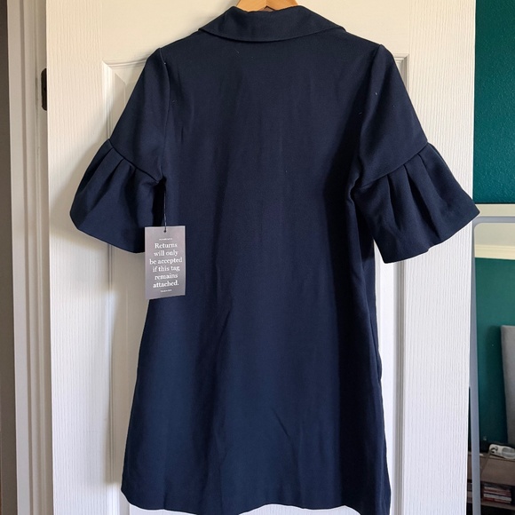 Navy Tuckernuck Crepe Massey Blue Ruffle Sleeve Dress NWT - Picture 3 of 5